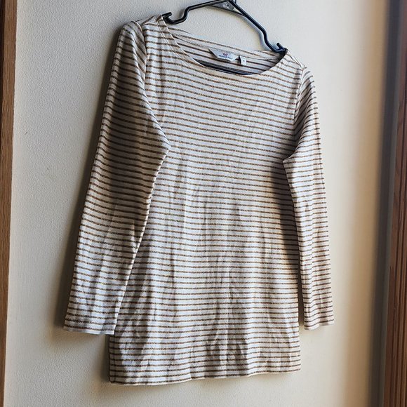 Vineyard Vines Gold/Cream Scoop Neck Striped Jersey Size Medium - Picture 3 of 11